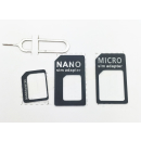 3 in1 Nano Sim Karten Adapter Set NanoSim MicroSim Karte iPhone Samsung Sony + Nadel